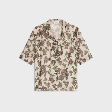 Low Lavalliere Blouse - Chalk/Black/Fuchsia