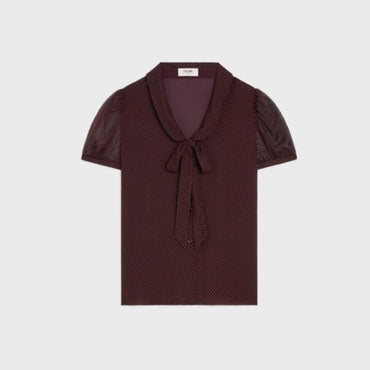 Blouse Manches Ballon - Bordeaux/Craie