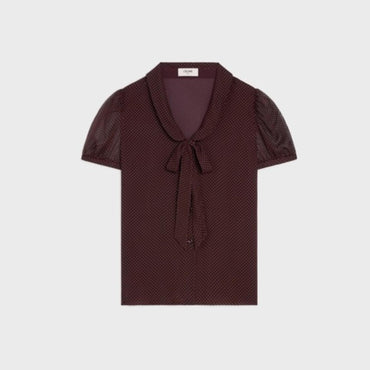 Blouse Manches Ballon - Bordeaux/Craie