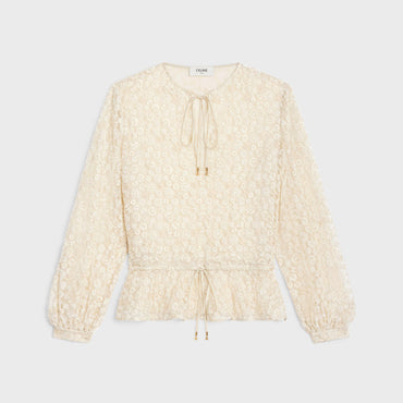 Blouse Folk Basque Coulisse - Creme