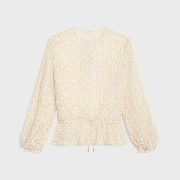 Blouse Folk Basque Coulisse - Creme