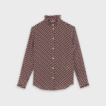 Cl Shirt With Frill Cuffs - Prune