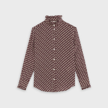 Cl Shirt With Frill Cuffs - Prune
