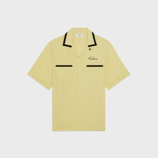 Men Loose Bowling Shirt - Yellow