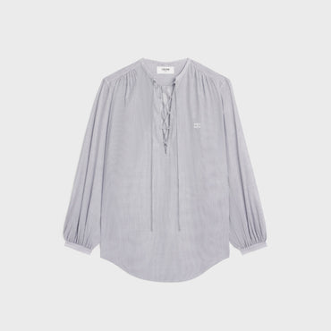Blouse Romy Col Lacet - Blanc/Ebene