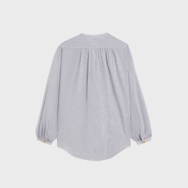 Blouse Romy Col Lacet - Blanc/Ebene