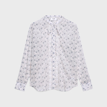 Lo Embroidered Plastron Shirt - Chalk/Black/Grey