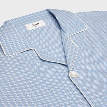 Chemise Pyjama Oversize - Bleu Ciel/Blanc/Bleu