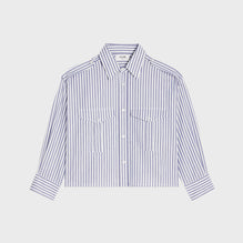 Cropped Reporter Shirt - White/Blue