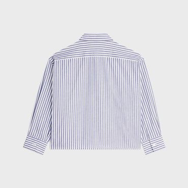 Cropped Reporter Shirt - White/Blue