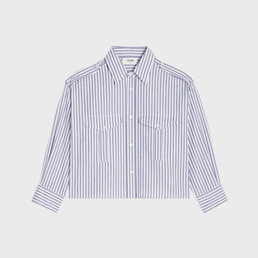 Cropped Reporter Shirt - White/Blue