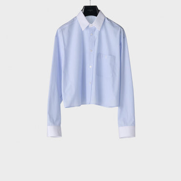 Chemise Cropped Triomphe - Craie/Ciel/Navy