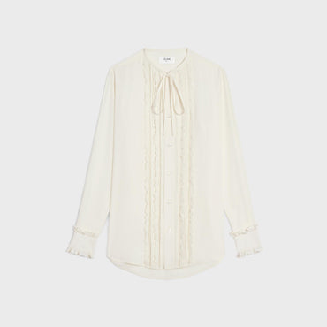 Chemise Romy Plastron Frill Acetate Silk Crepe - Ivory