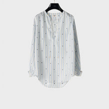 Blouse Romy Col Lacet - Craie/Ciel/Navy