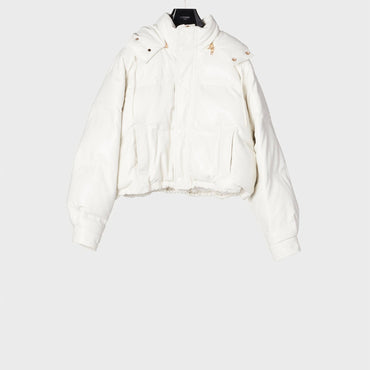 Cropped Ski Quilted Jacket - White