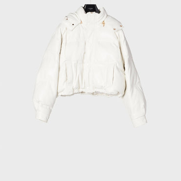 Cropped Ski Quilted Jacket - White