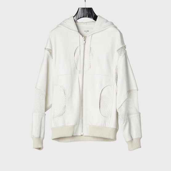 Men Oversized Jacket With Mesh Inserts - Optic White