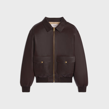 Blouson Aviateur Loose Soft Lambskin - Ebene