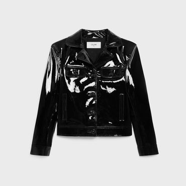 Blouson Droit Agneau Vernis - Black