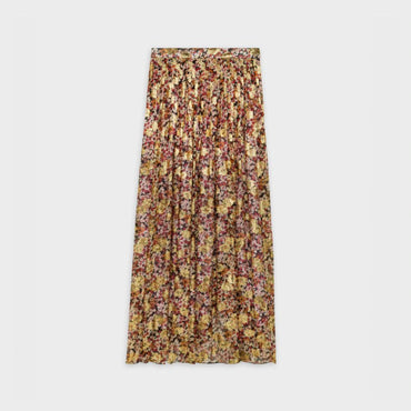 Long Fluid Skirt - Black/Bordeaux/Off White