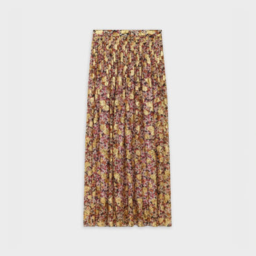 Long Fluid Skirt - Black/Bordeaux/Off White