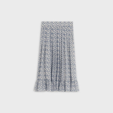 Pleated Prairie Skirt - Blue/Off White