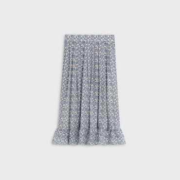 Pleated Prairie Skirt - Blue/Off White