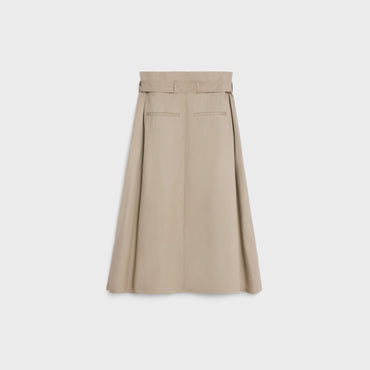 High Waist Belted Skirt - Beige