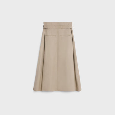 High Waist Belted Skirt - Beige
