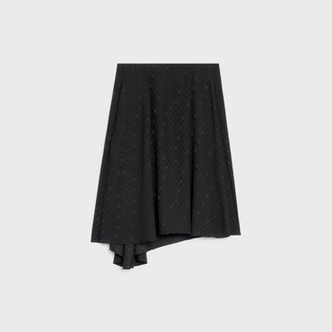 Asymmetrical Skirt With Gold Buttons - Black