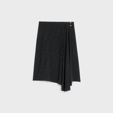 Asymmetrical Skirt With Gold Buttons - Black