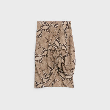 Asymmetrical Draped Skirt - Beige/Brown