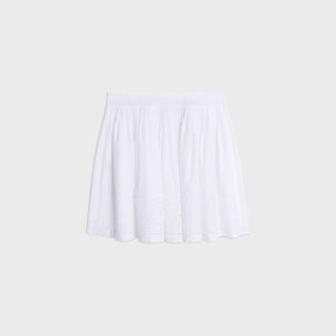 Embroidered Smock Skirt - White