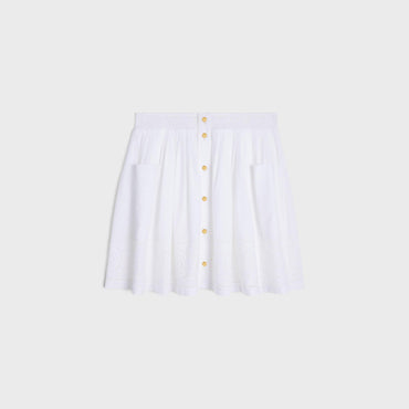 Embroidered Smock Skirt - White