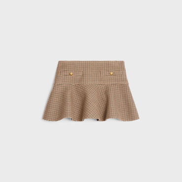 Mini Jupe Volant Poches - Bordeaux/Beige/Black