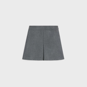 Mini Jupe Trapeze Taille Haute Twill Flanelle Anglaise - Grey Melange