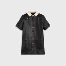 Mini Dress With Pleated Collar - Black