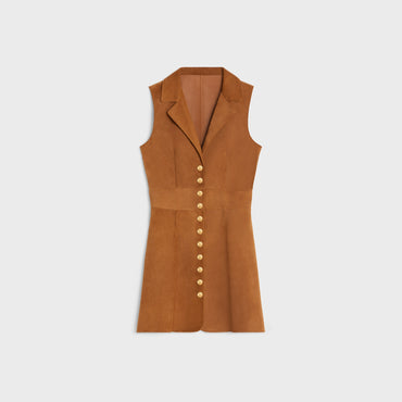 Dress Cintree Retro Suede Robe - Camel
