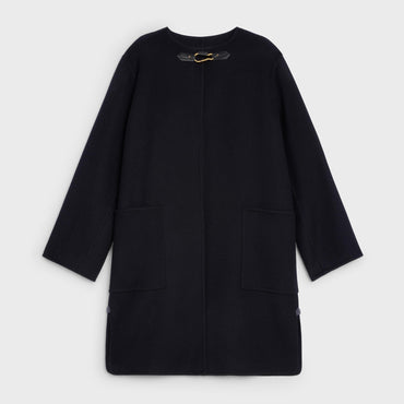 Manteau Col Pur Double Face - Black