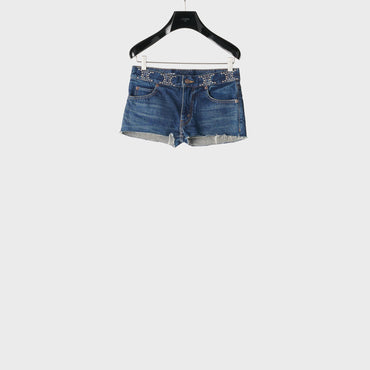 Triomphe Studs Mini Shorts - Clean Dark Union Wash