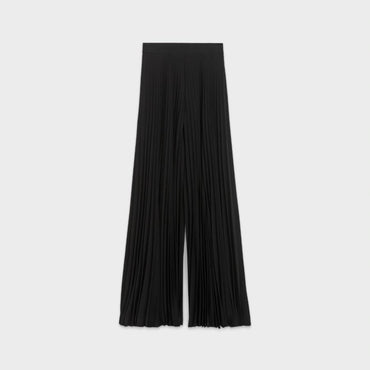 Long Pleated Culotte Skirt - Black