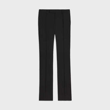 Pants Flare Anglais Gabardine Laine Rayure Satin Pantalon - Noir/Marron