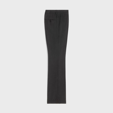 Pants Flare Cropped Flanelle Laine Pinstripe Pantalon - Noir/Craie