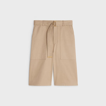 Cargo Shorts With D-Ring Belt - Beige