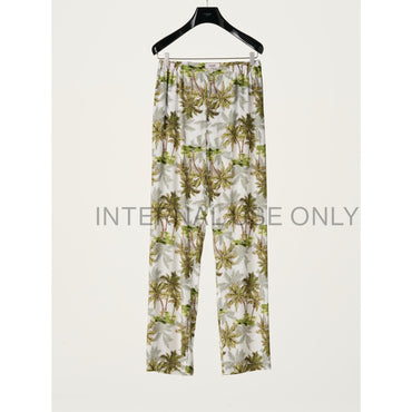 Pants Pyjama 1B Toile Viscose Ombre Palmier Pantalon - Blanc/Gris/Vert