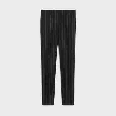 Mods Trousers Laine Vierge Larges Pinstripes - Black / White