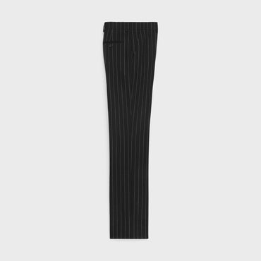 Mods Trousers Laine Vierge Larges Pinstripes - Black / White