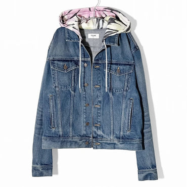 Hooded V Shape Trucker Jacket - Union Wash