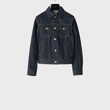 Veste Trucker Cropped 2 Poches Rigid Indigo Denim - Rinsed