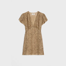 Babydoll V-Neck Mini Dress - Vanilla/Brown